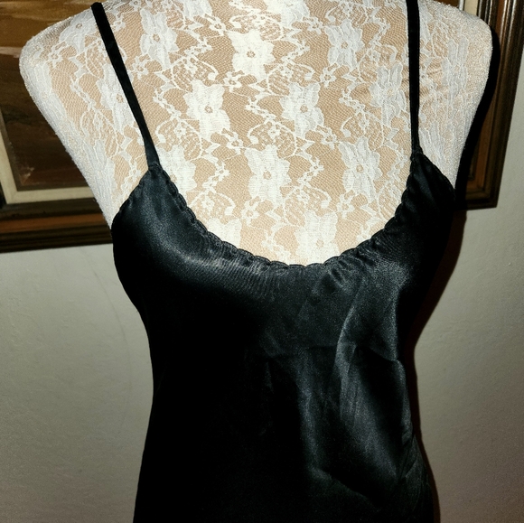 Vintage 1960s 1970s Black Satin Slipdress by Farr West - Picture 6 of 13
